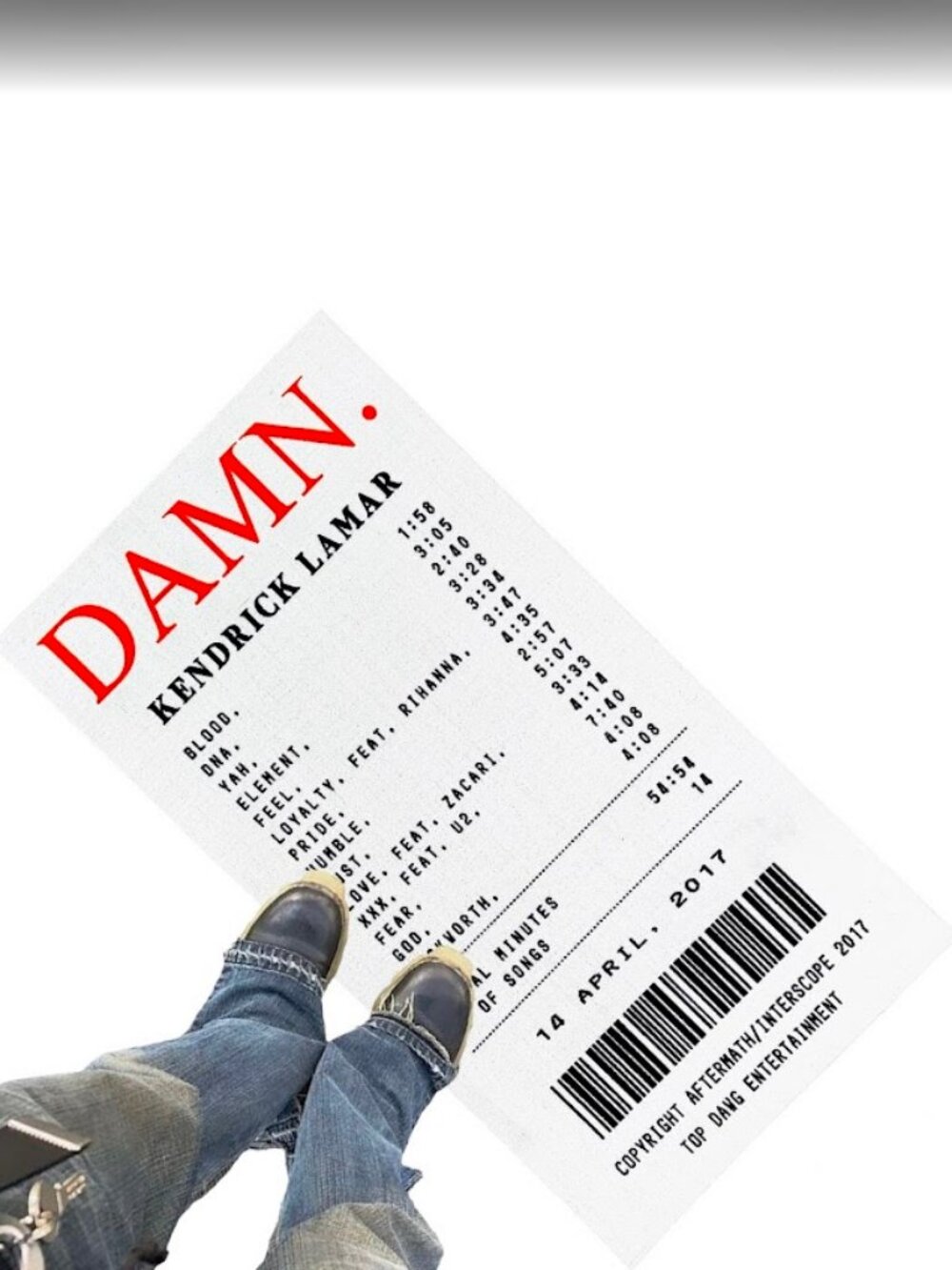 Kendrick Lamar-Damn Receipt Rug 29" wide x 54" long